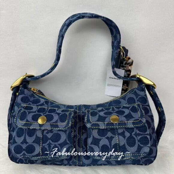 Coach Coachtopia Cargo Shoulder Bag In Signature Denim CCX90 Rainbow NWT - Picture 2 of 12